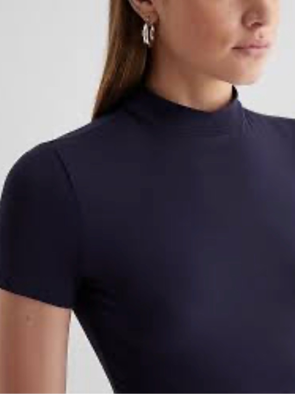 🛍️NWT Express XL Navy Mock Neck Short Sleeve Top